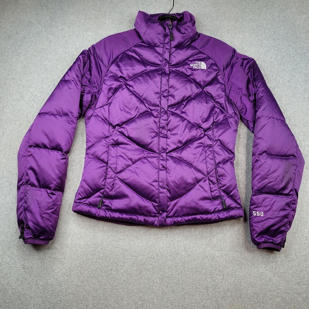 The North Face 550 Down Puffer Jacket Womens XS Purple Quilted Full Zip